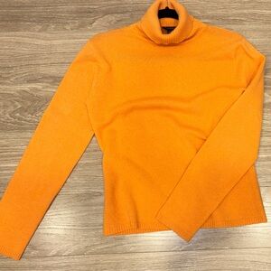 Bright Orange Turtleneck Cashmere Sweater